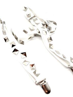 GASOLINE GLAMOUR WHITE STUDDED SUSPENDERS 💮 👯‍♀️